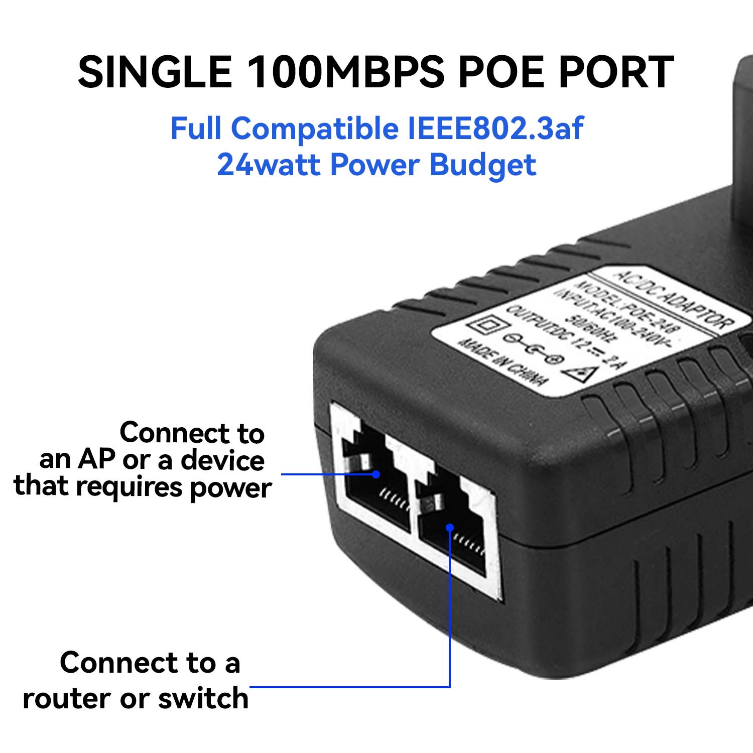 48V/12V POE Injector Ethernet  - Power Over Ethernet recension och pris