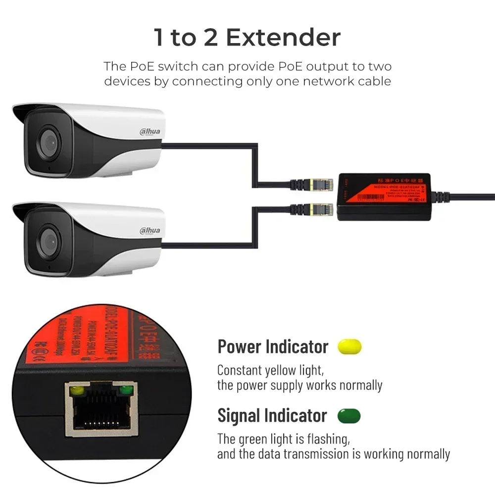 1 to 2 Ports PoE Extender 100M - Power Over Ethernet recension och pris